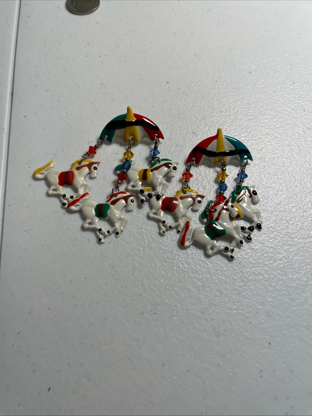 Colorful Carousel Horse Dangle Earrings - Multicolor